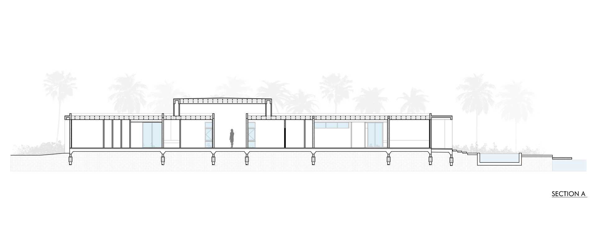 The section plan of a modern home.