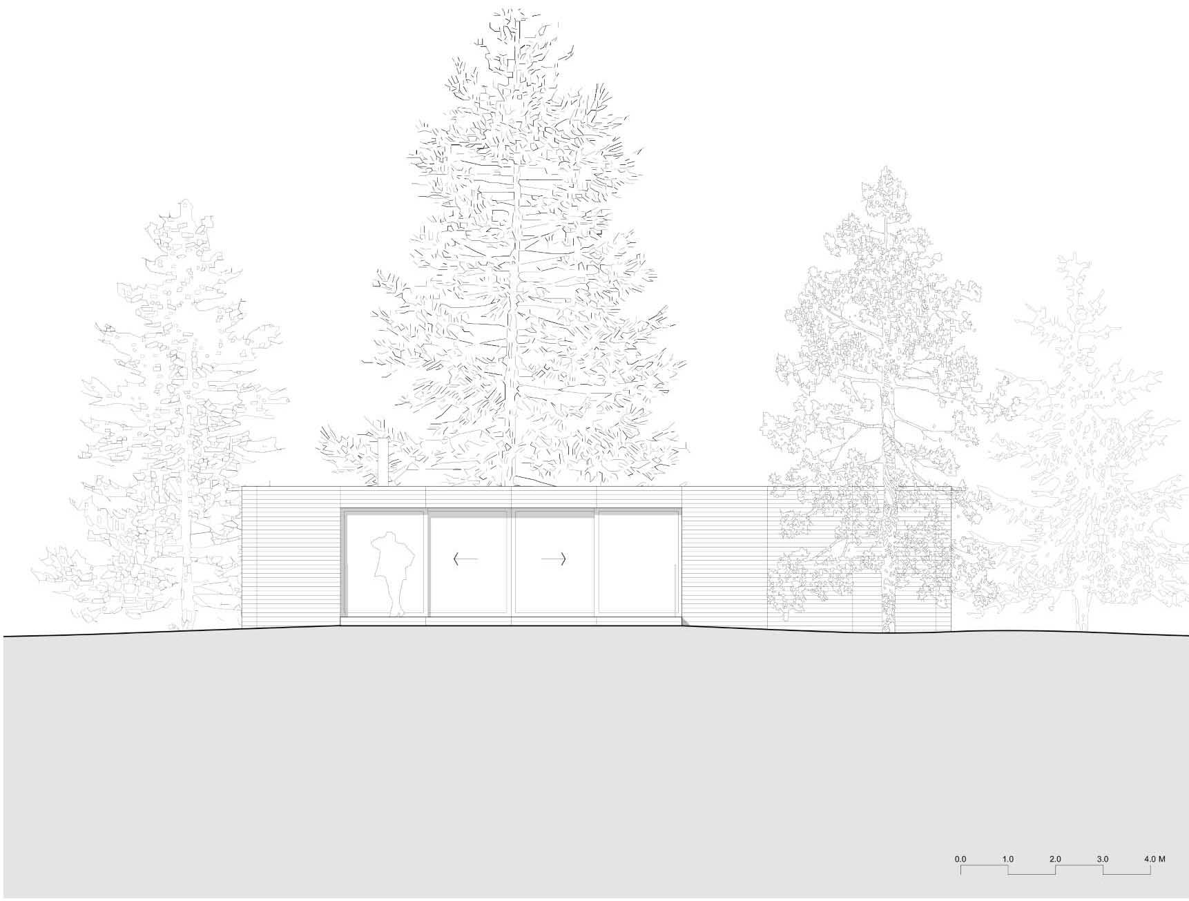 A diagram for a small home nestled within the trees.