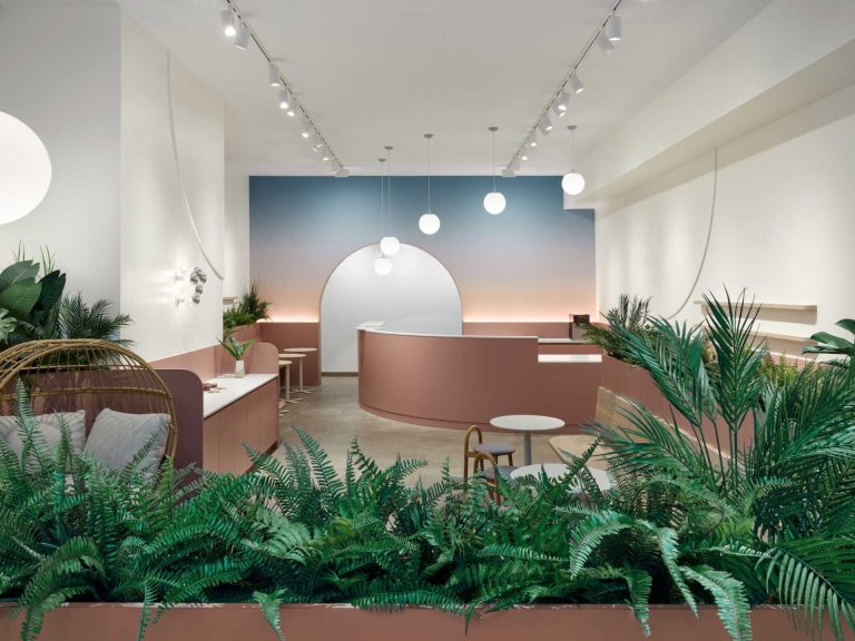 Soft Colors Were Used To Design A Relaxed Atmosphere For This Cafe