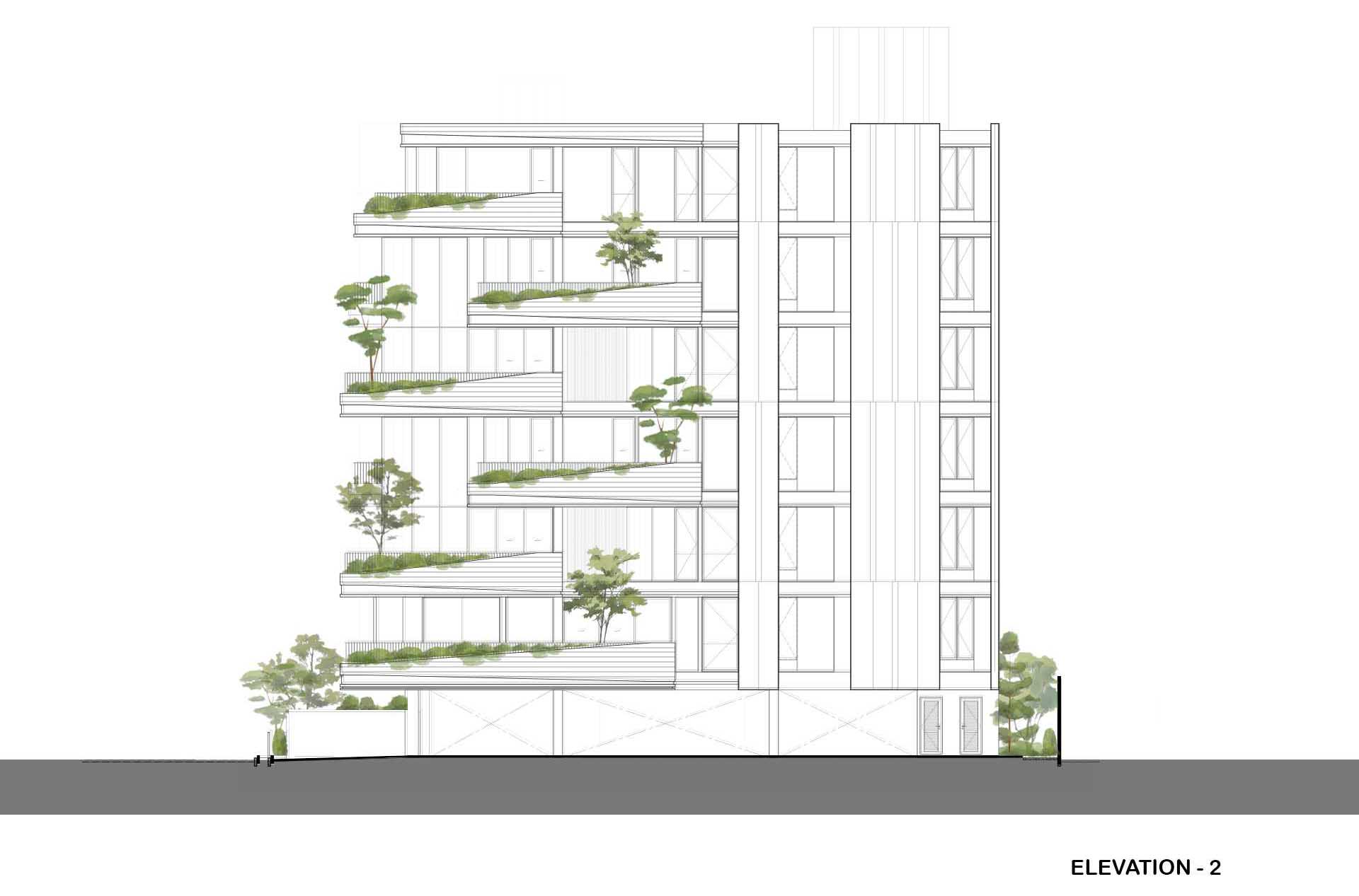 The elevation diagram of a modern condo building.