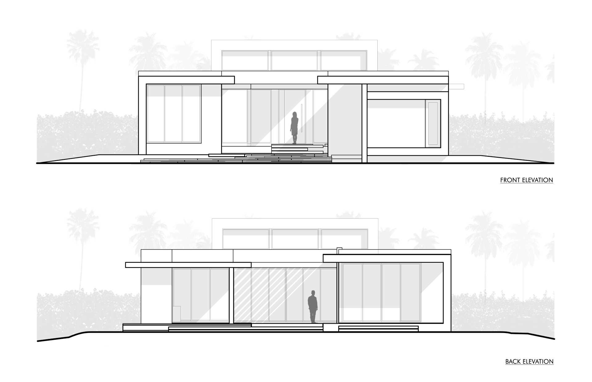 The elevation plan of a modern home.