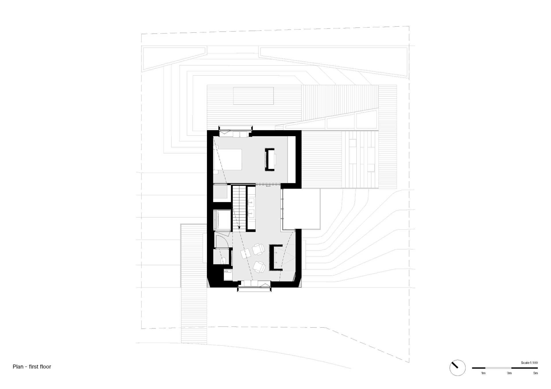 The first floor plan of a modern house.