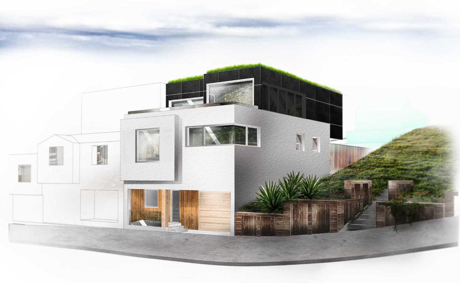 The rendering of a renovated home.