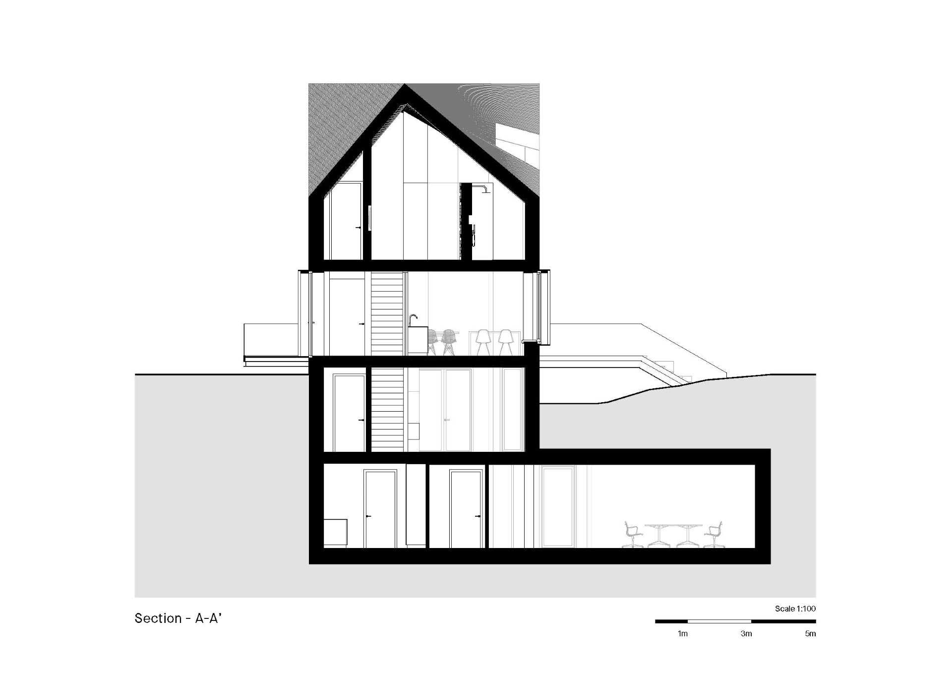 The section diagram of a modern house.