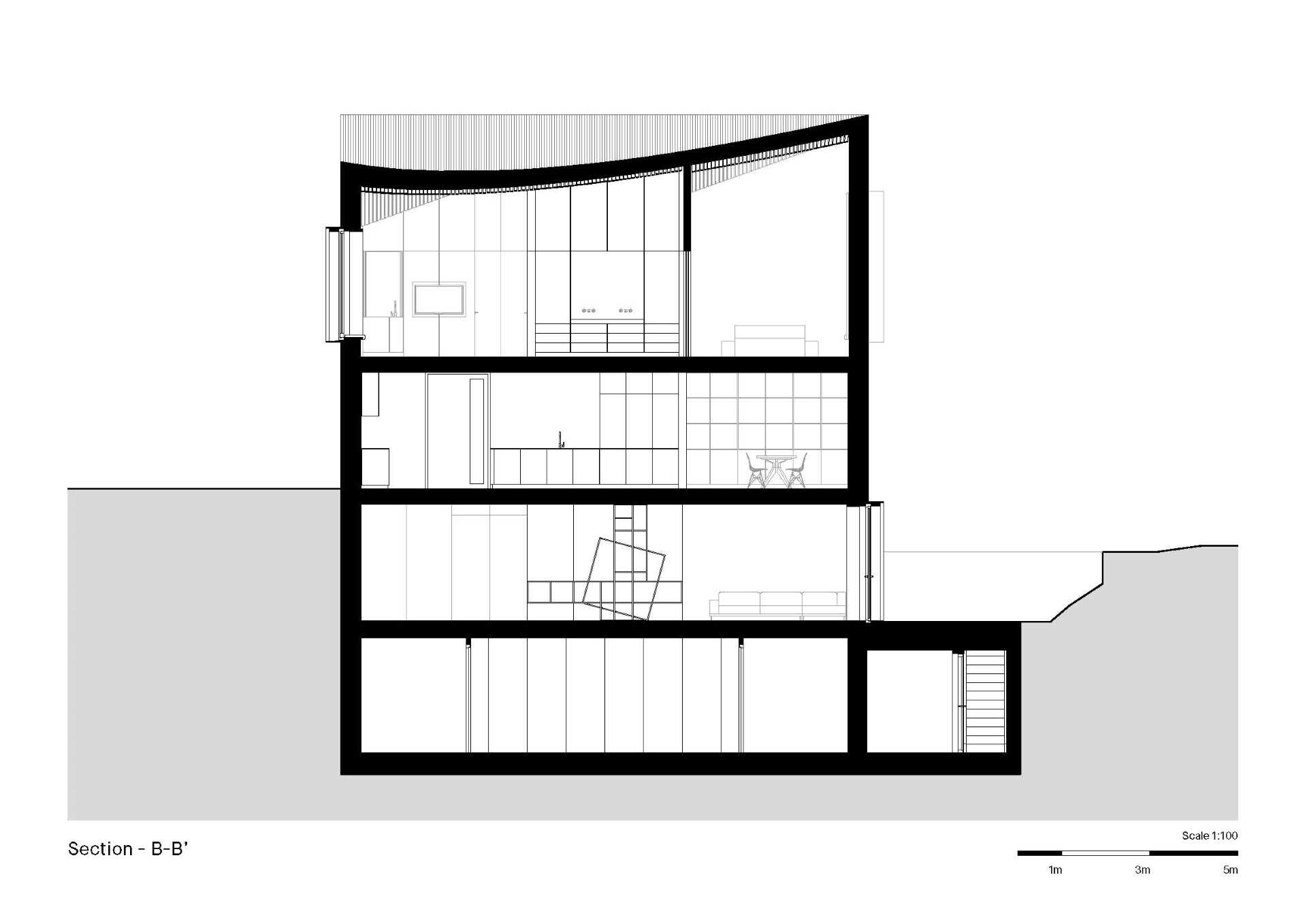 The section diagram of a modern house.