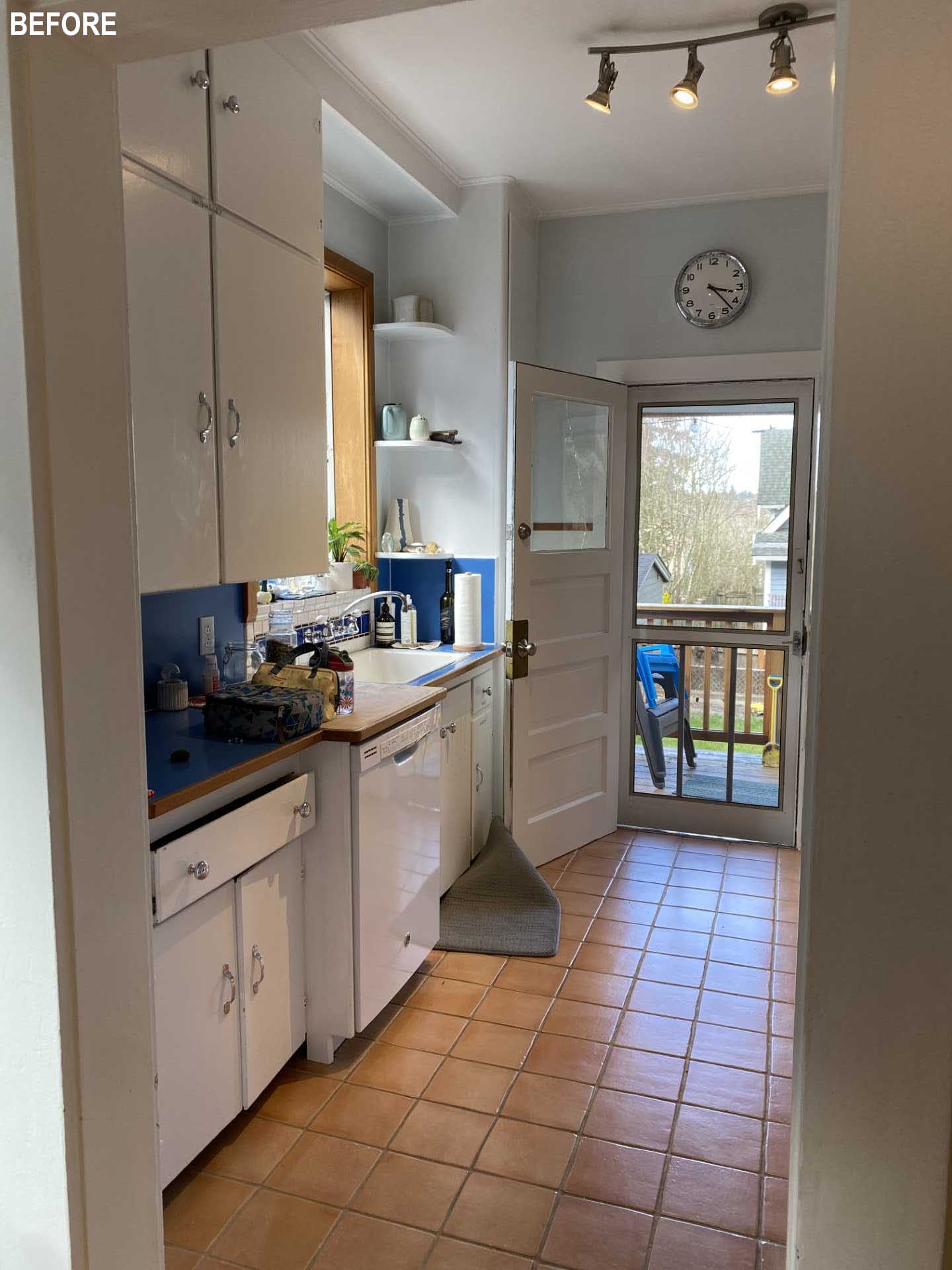 The 'before' photo of a remodeled kitchen.