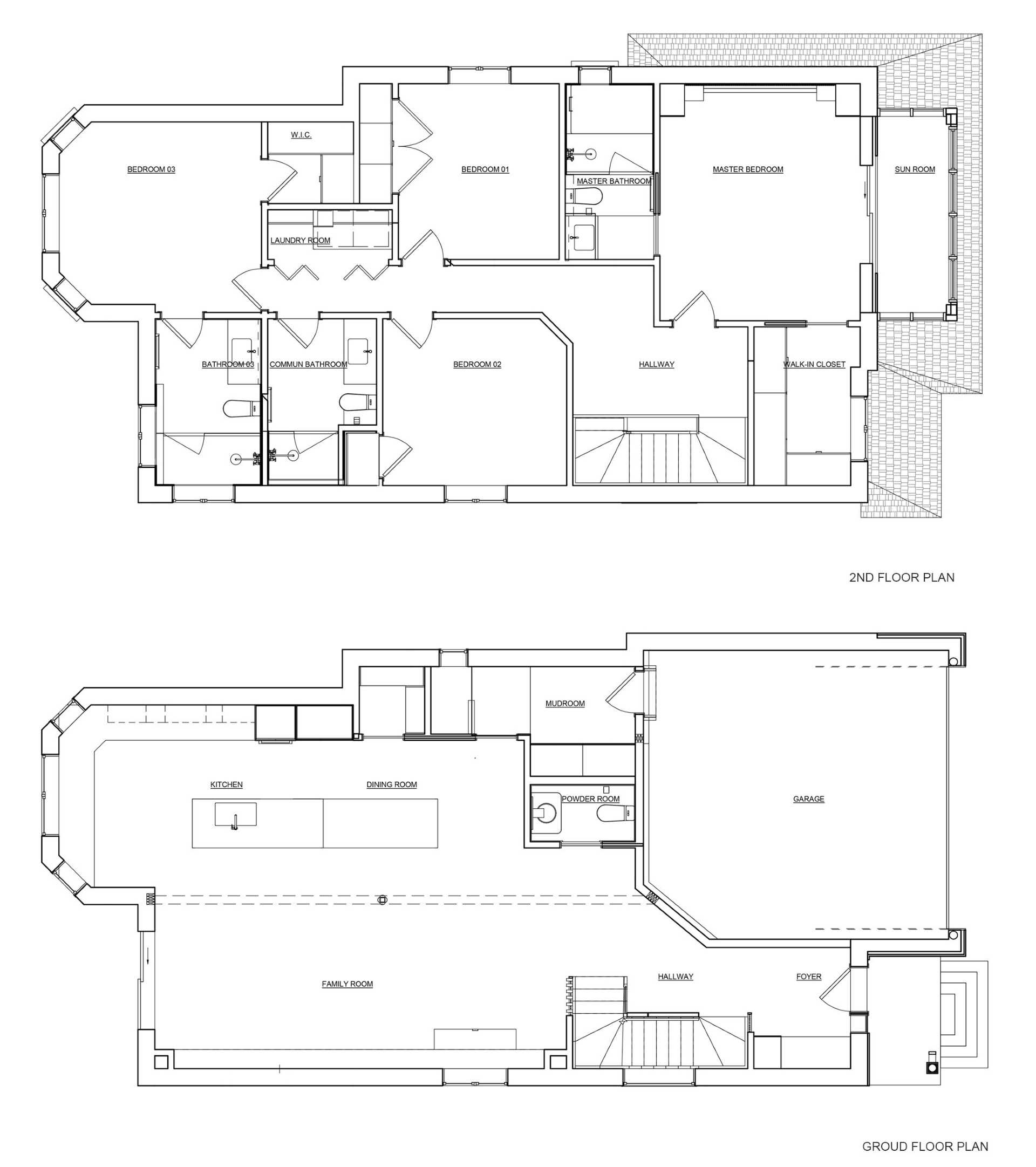 The floor plan of a two-storey home.