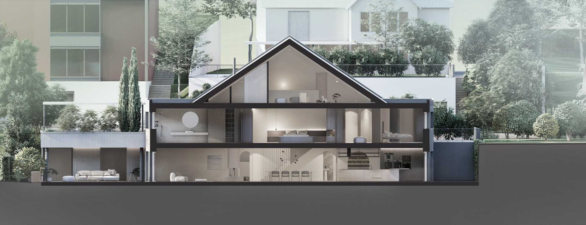 The section diagram of a modern home.