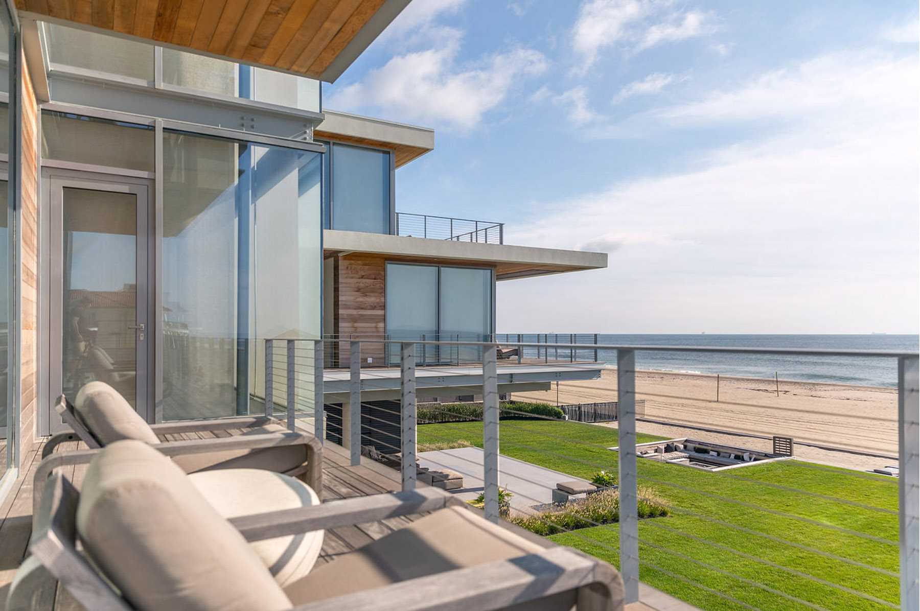 A modern hurricane-proof home with balconies.