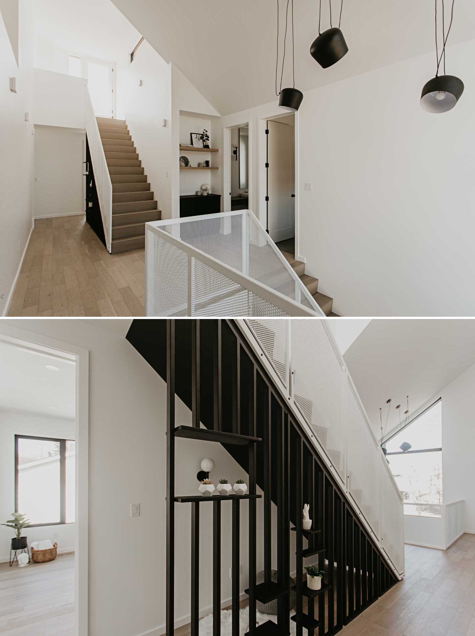 A small reading nook located underneath the stairs.