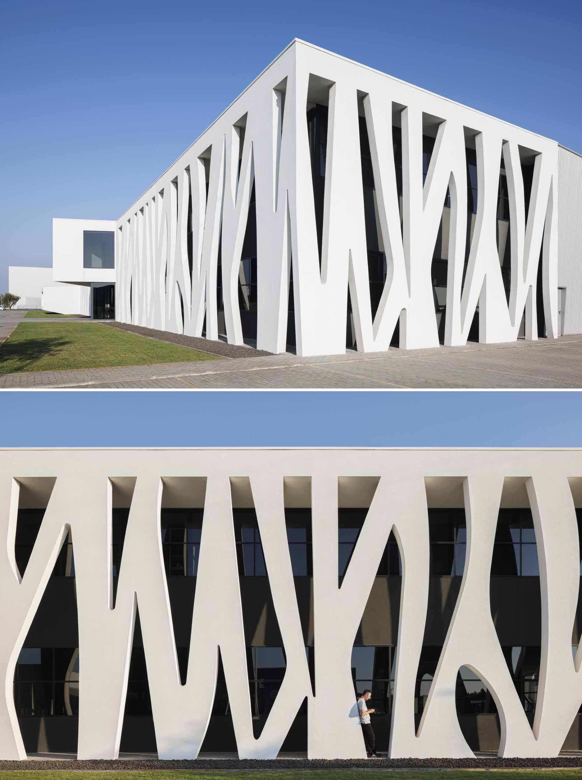 An artistic facade inspired by the structure found in baking dough.