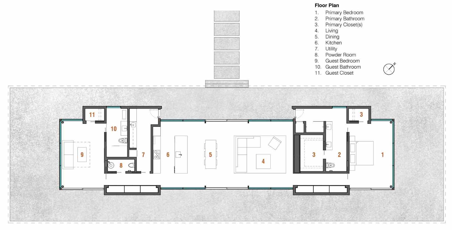 The floor plan of a modern single-storey home.