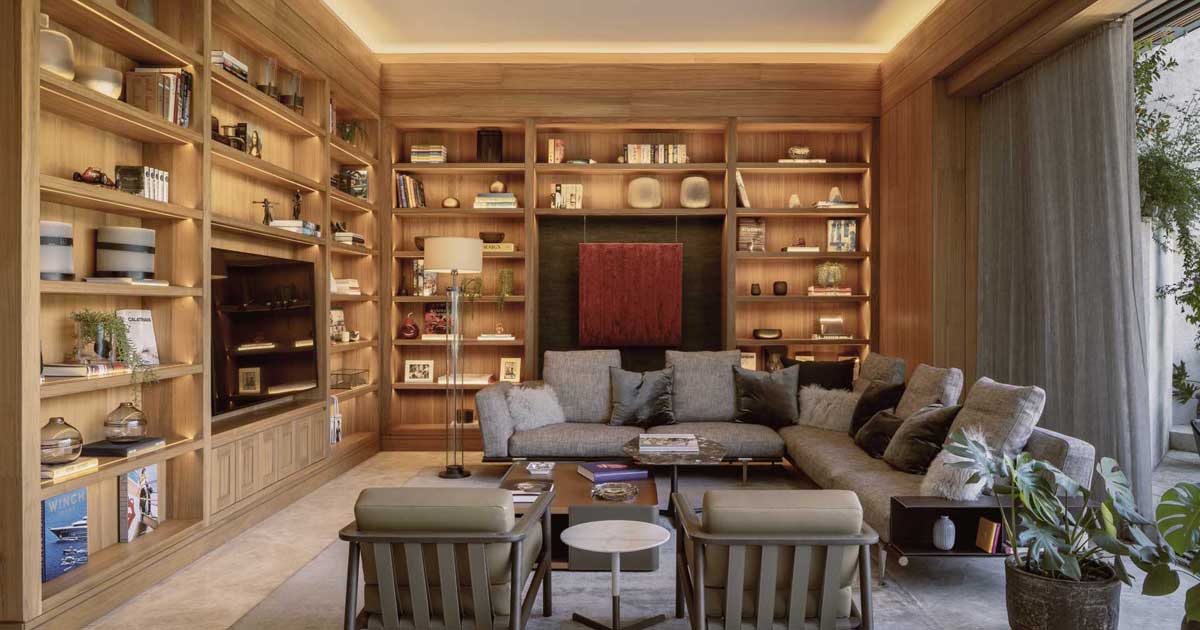 LED Lighting Illuminates Shelving Throughout This Home's Interior