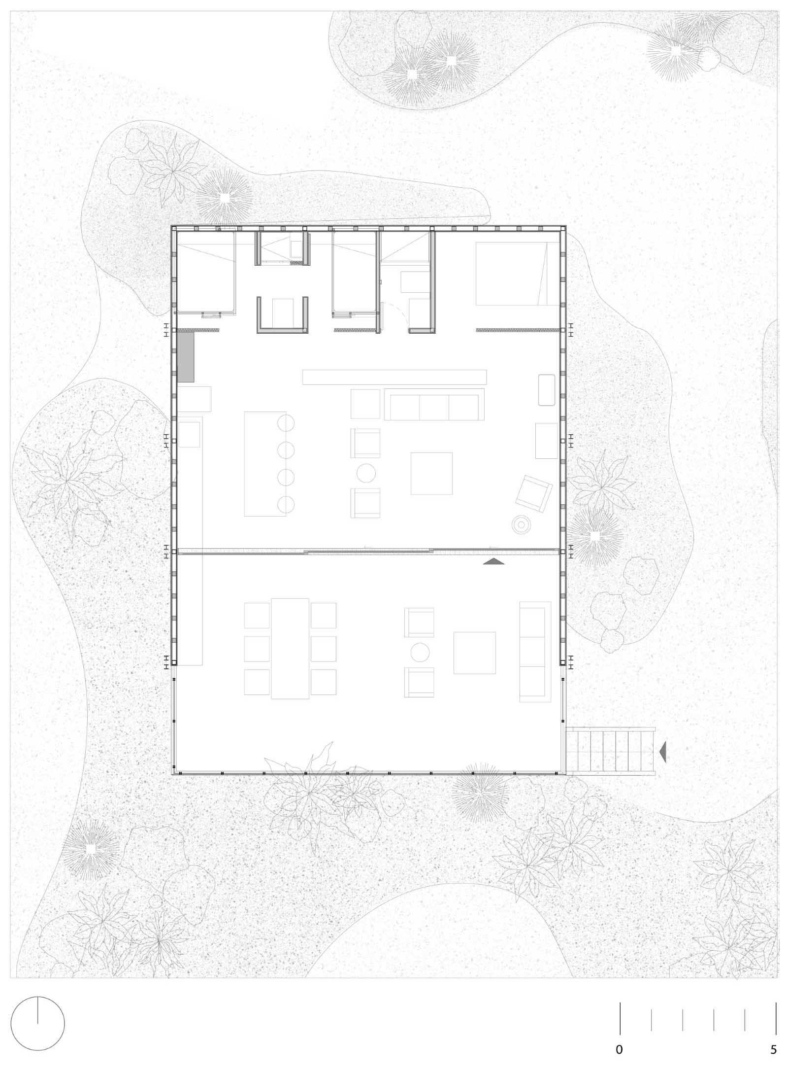 The floor plan of a tiny house.