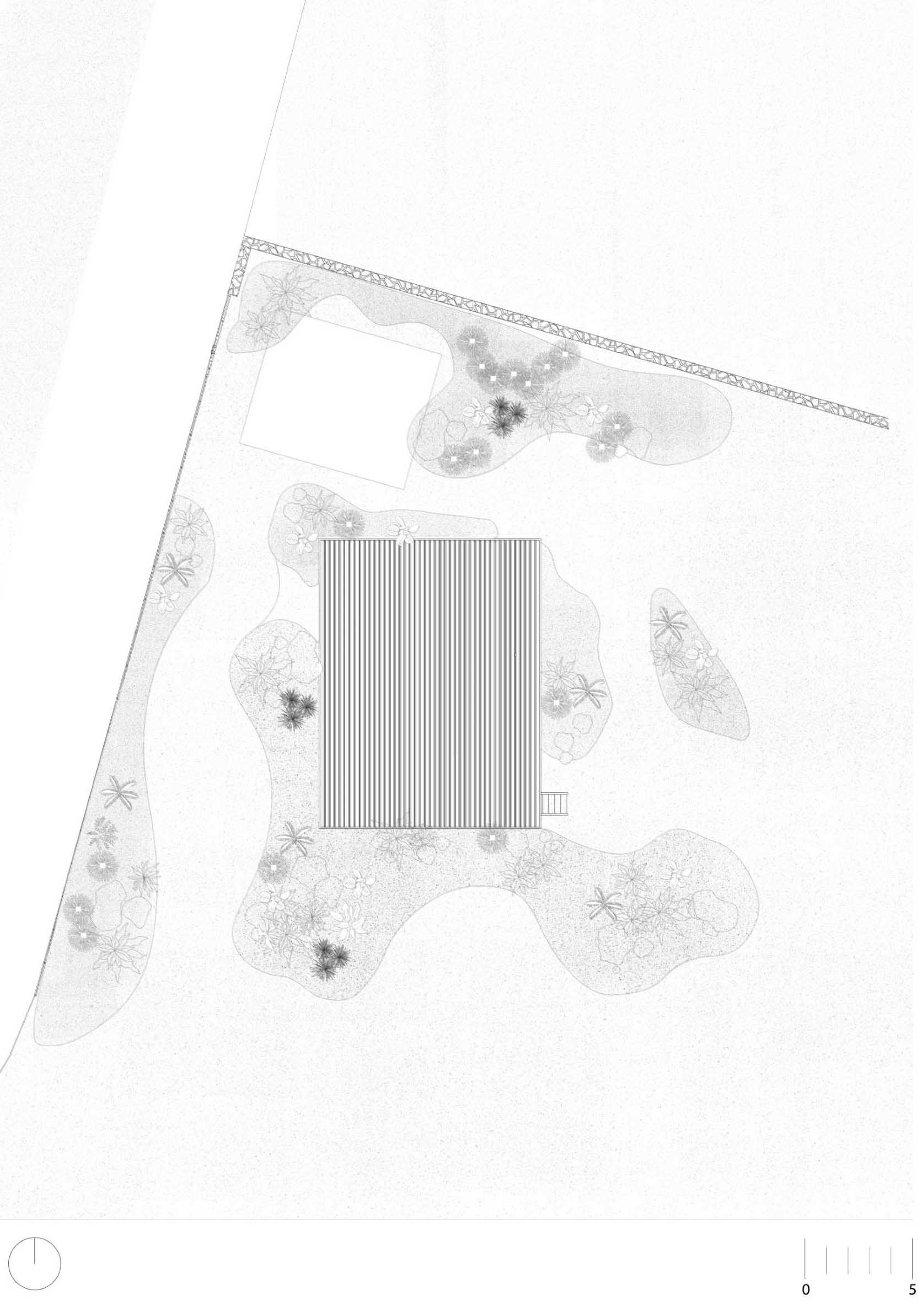 The site plan of a tiny house.