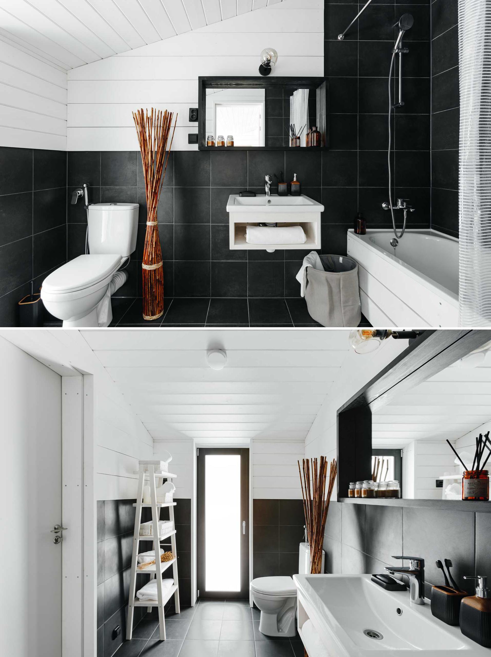 A black and white bathroom.