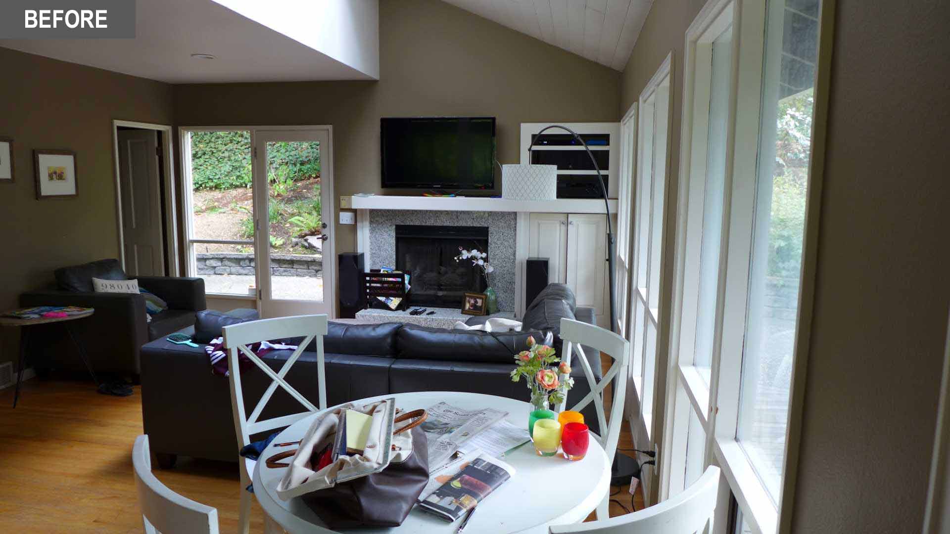 BEFORE - Walls that separated the dining room and kitchen were removed, and the kitchen’s breakfast and family area was redundant, as was the fireplace, which was not original to the home.