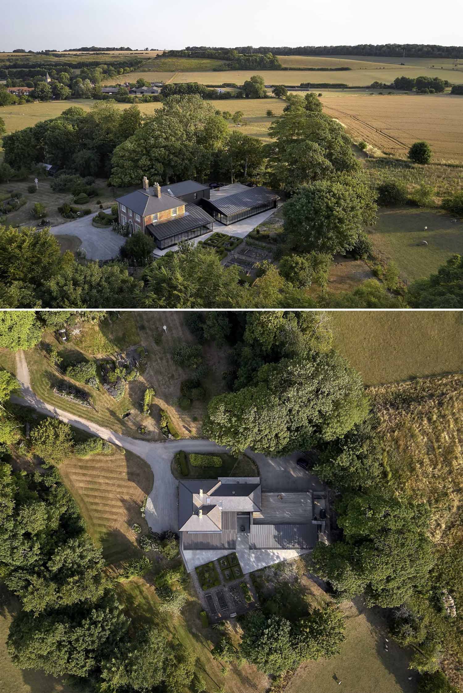 A modern home addition for an 1830s brick farm house.