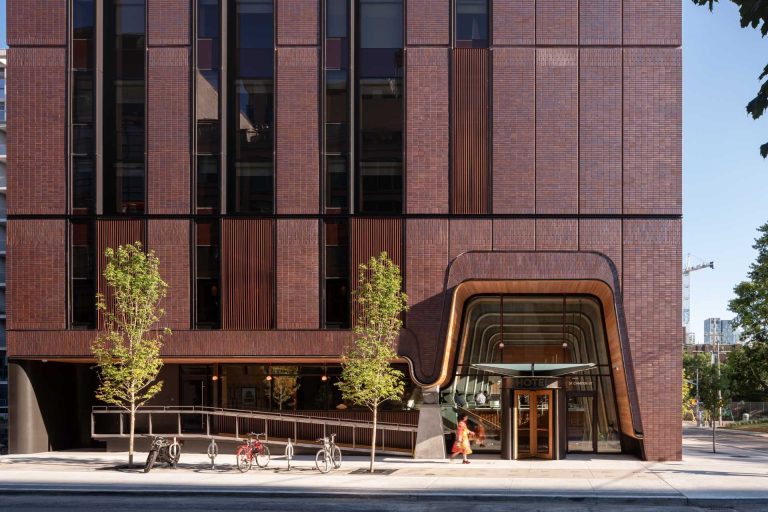 Patterned Brickwork Is Featured On The Exterior Of The Ace Hotel In Toronto