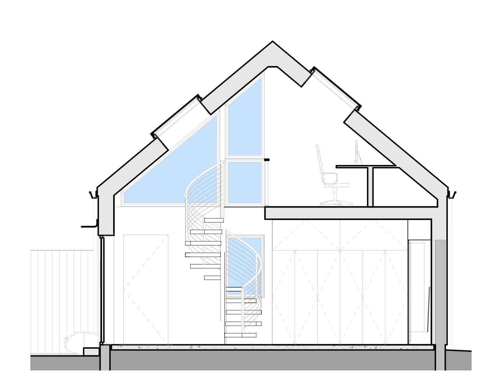 The architectural drawings for an ADU (accessory dwelling unit).