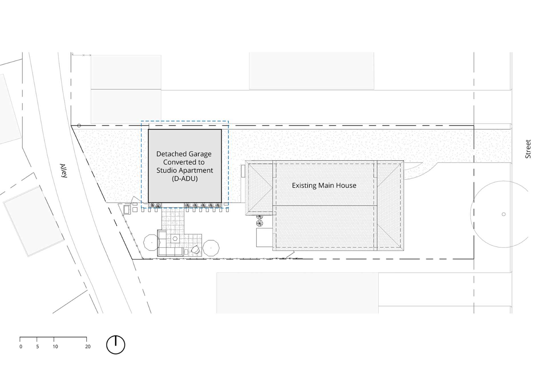 The architectural drawings for an ADU (accessory dwelling unit).