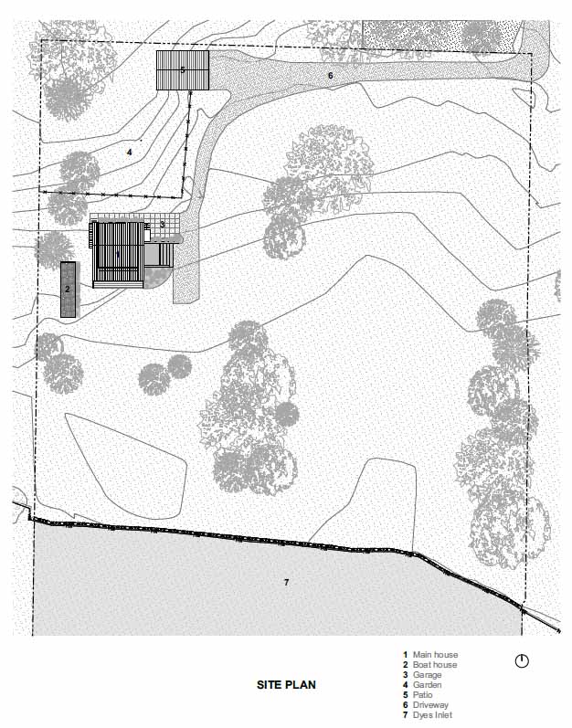 The site plan of a brick farmhouse.