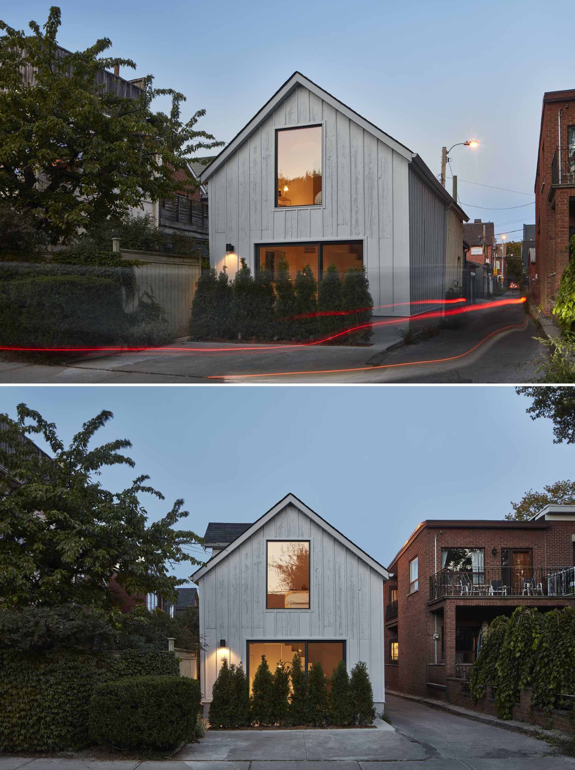 A garage has been converted into a small laneway house.