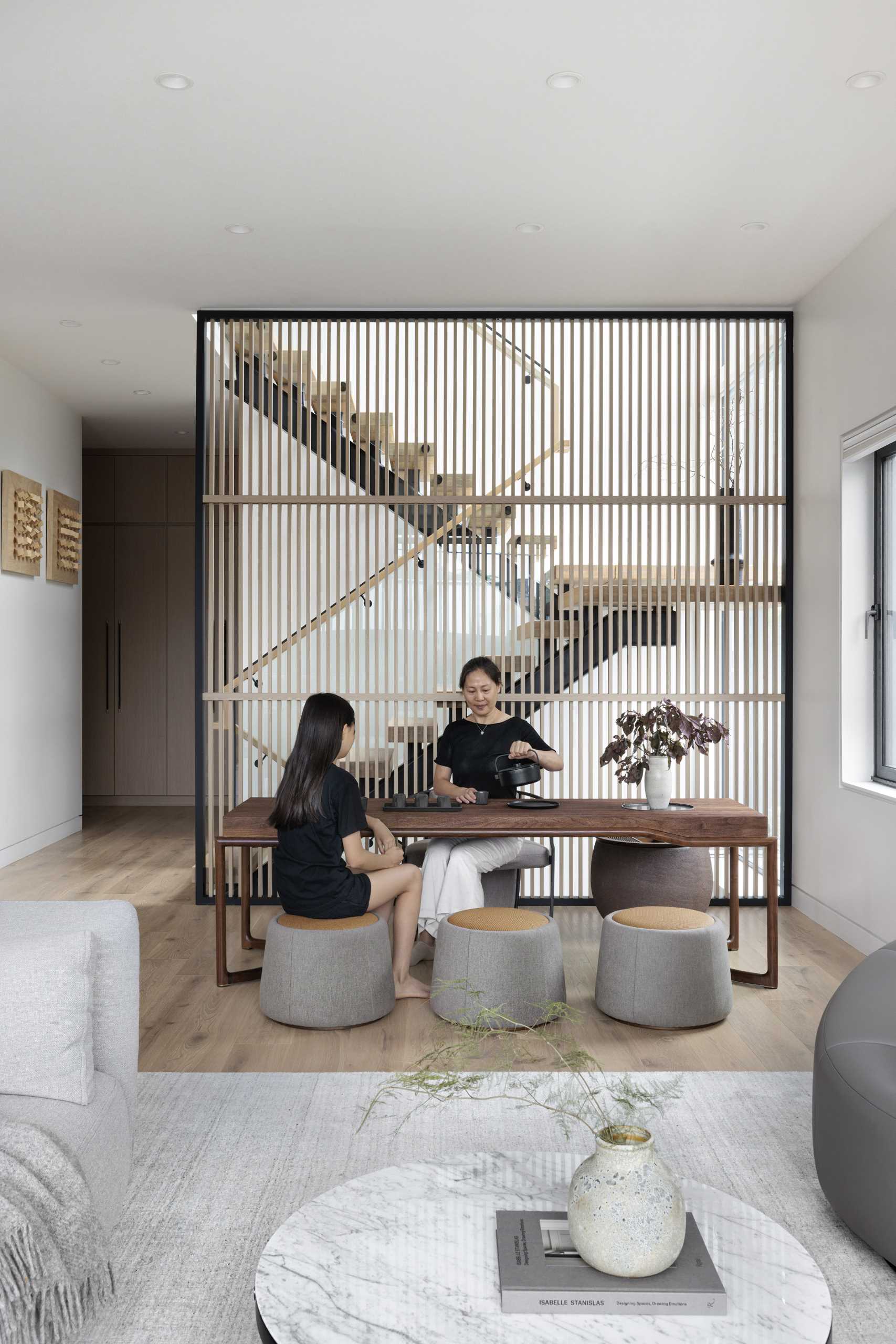 A modern home with a designated tea drinking area.