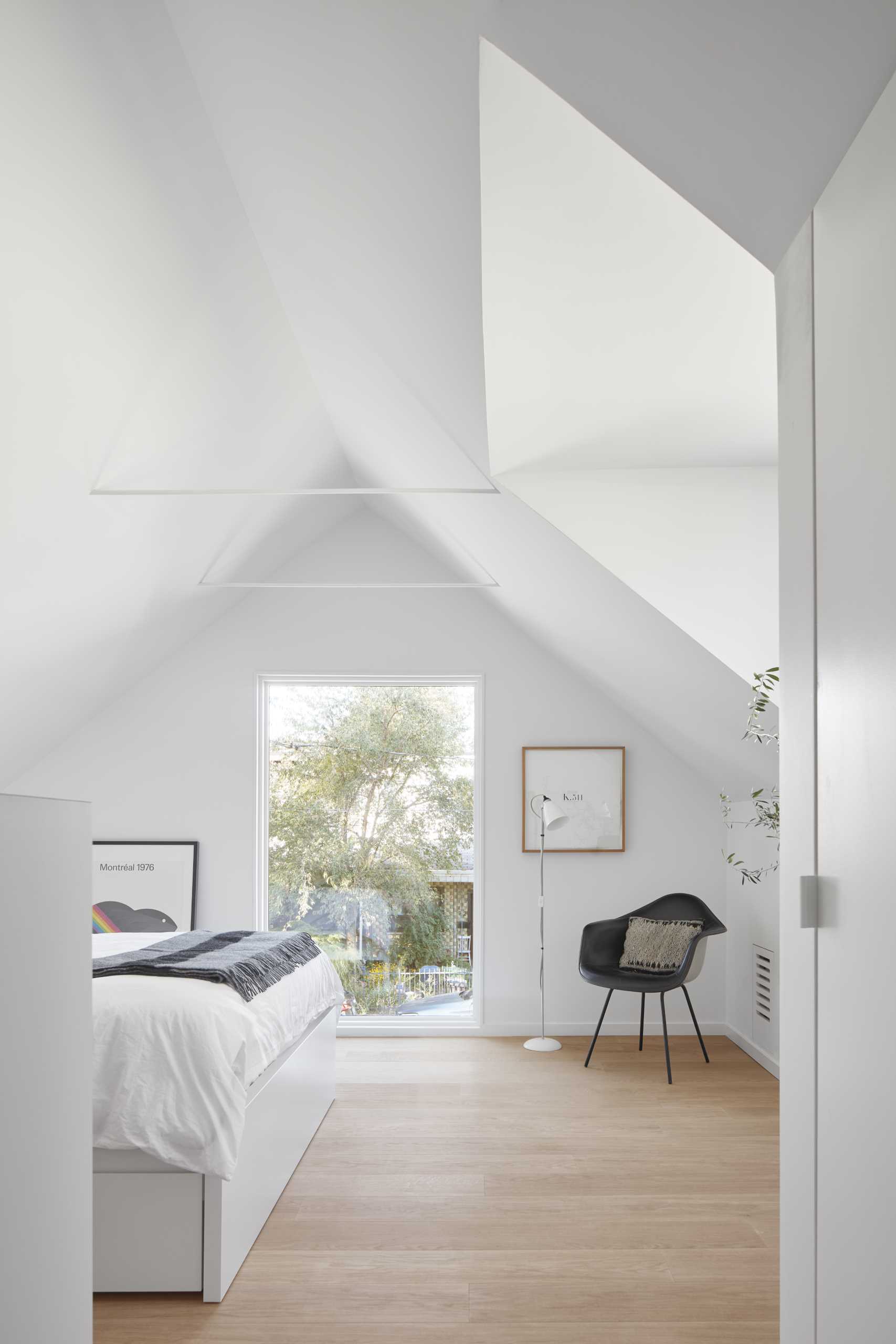 The bedroom of a small laneway house.