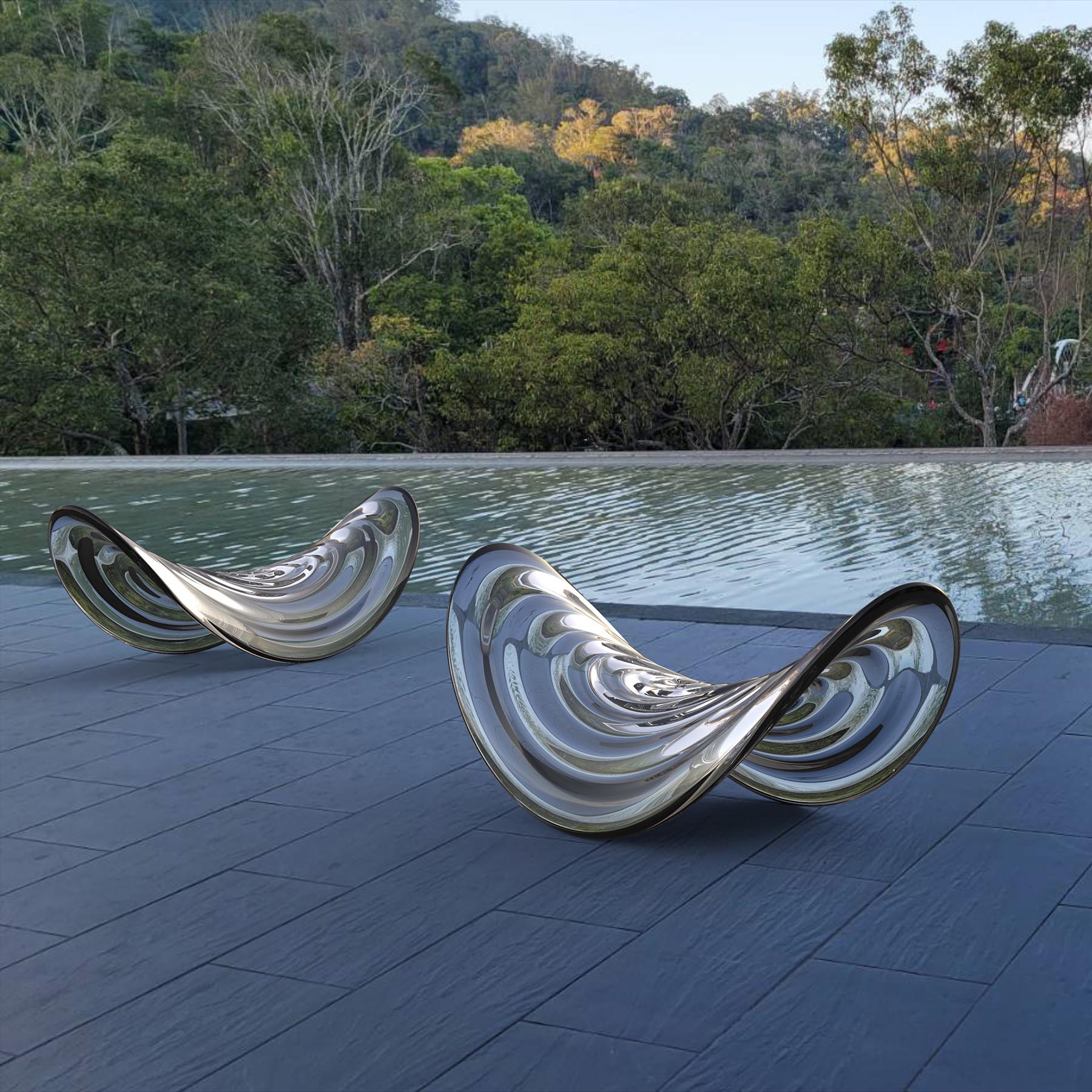 The Water Ripples chair presents the image of the condensed state of ripples flowing up and down, just like the frozen water surface, bringing users an interesting and novel atmosphere.