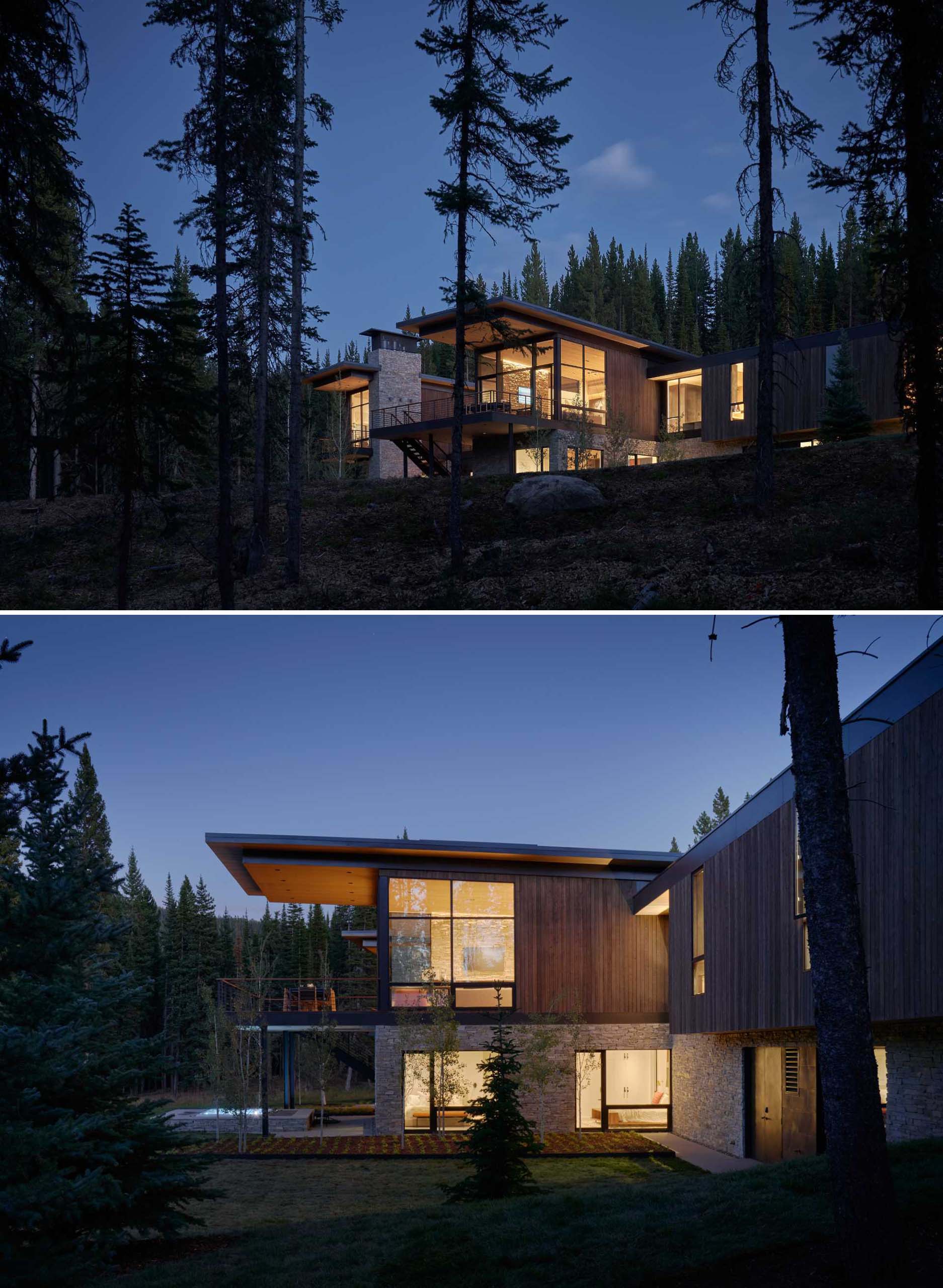 CLB Architects has sent us photos of a mountain retreat they designed in a densely forested area of Big Sky, Montana.