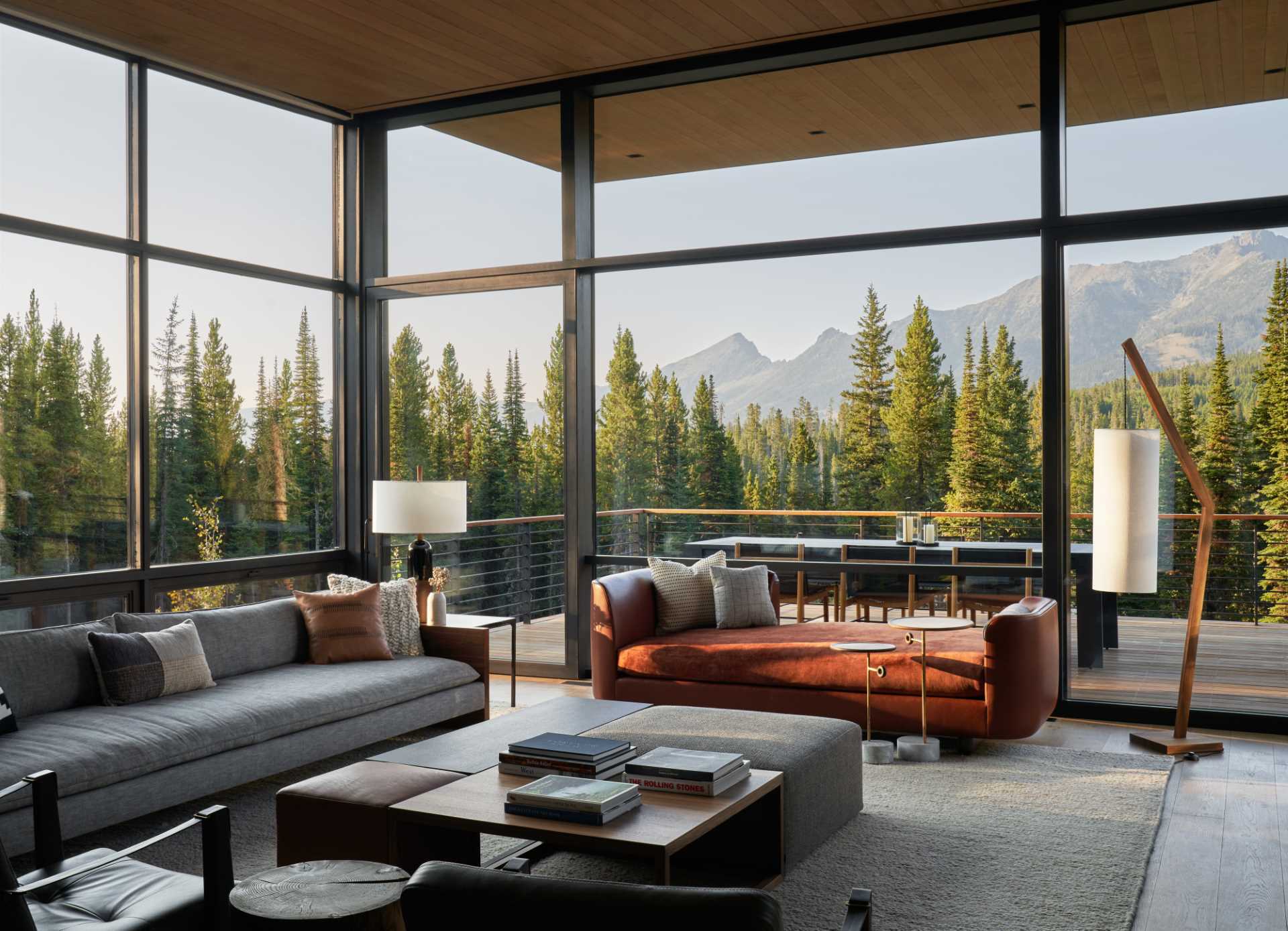 Large windows showcase the mountain views in this contemporary home.