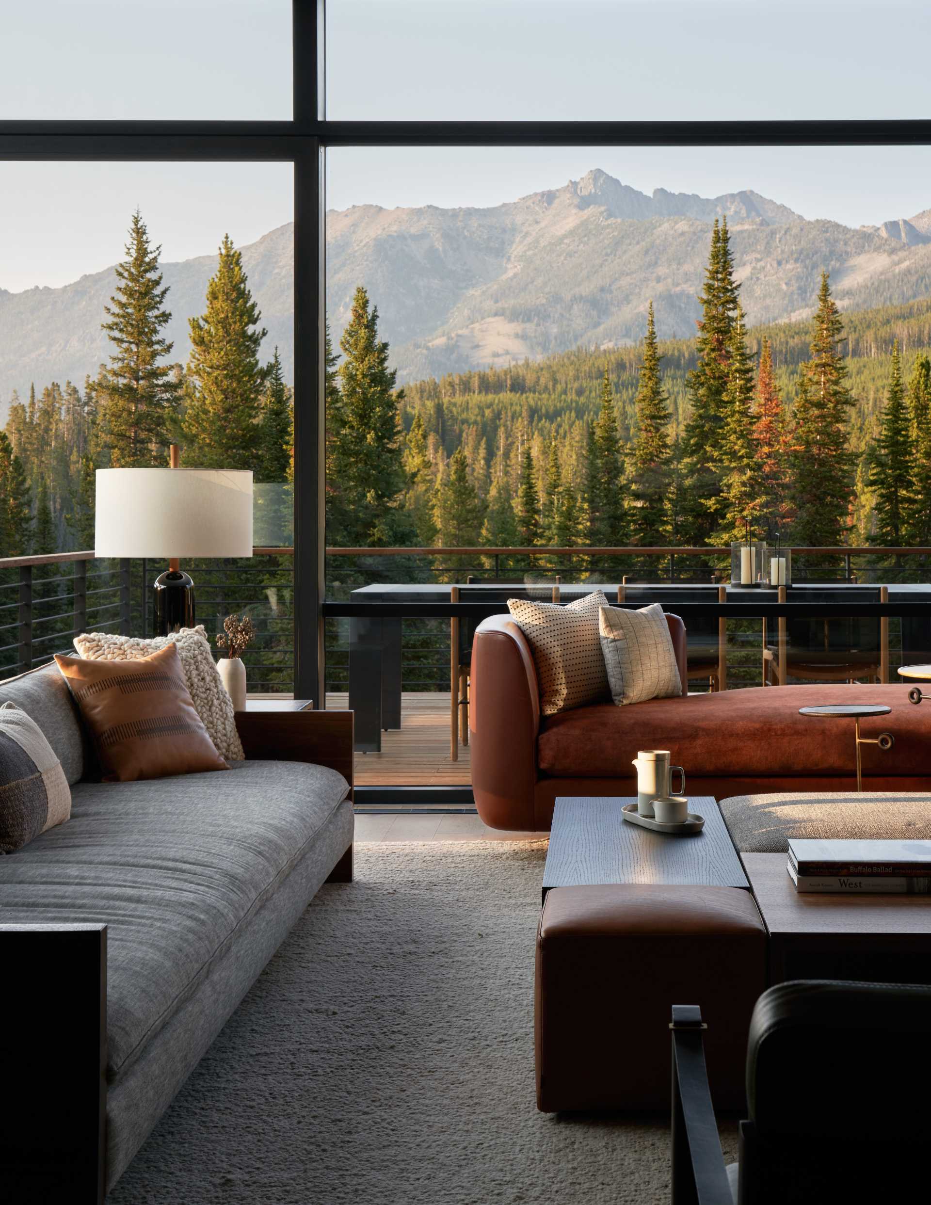 Large windows showcase the mountain views in this contemporary home.