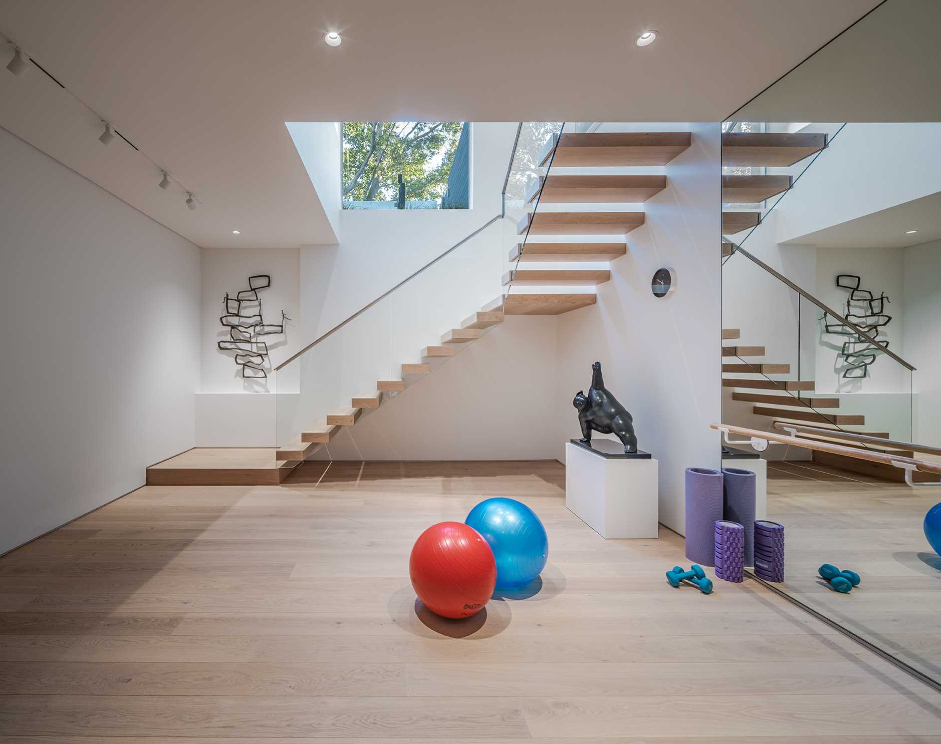 A modern house with a home gym.