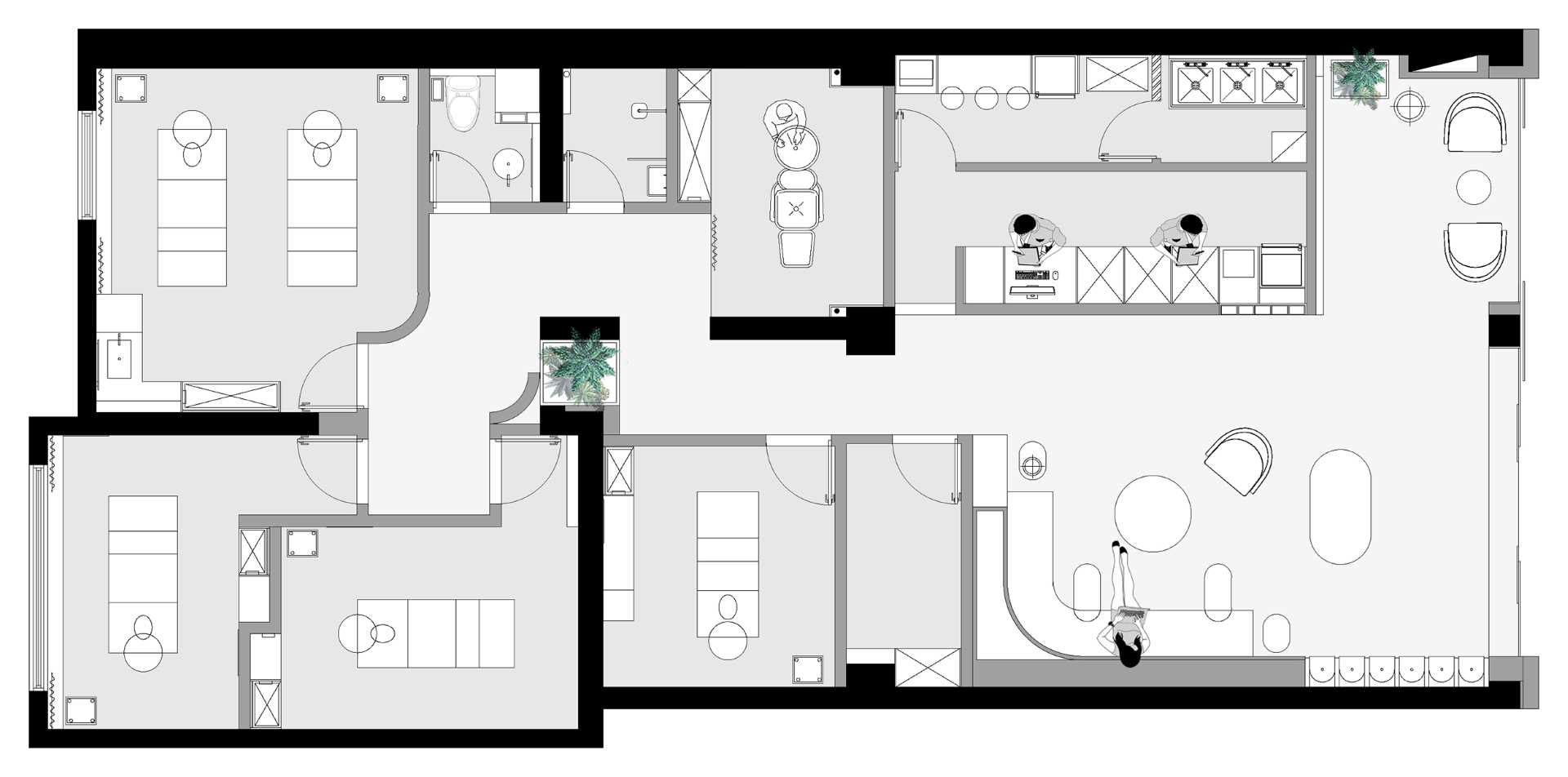 The floor plan of a modern skincare center.