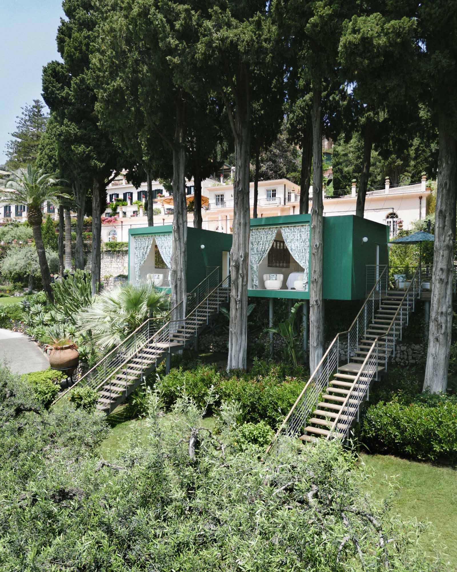 A pair of wellness cabins for a hotel in Italy.