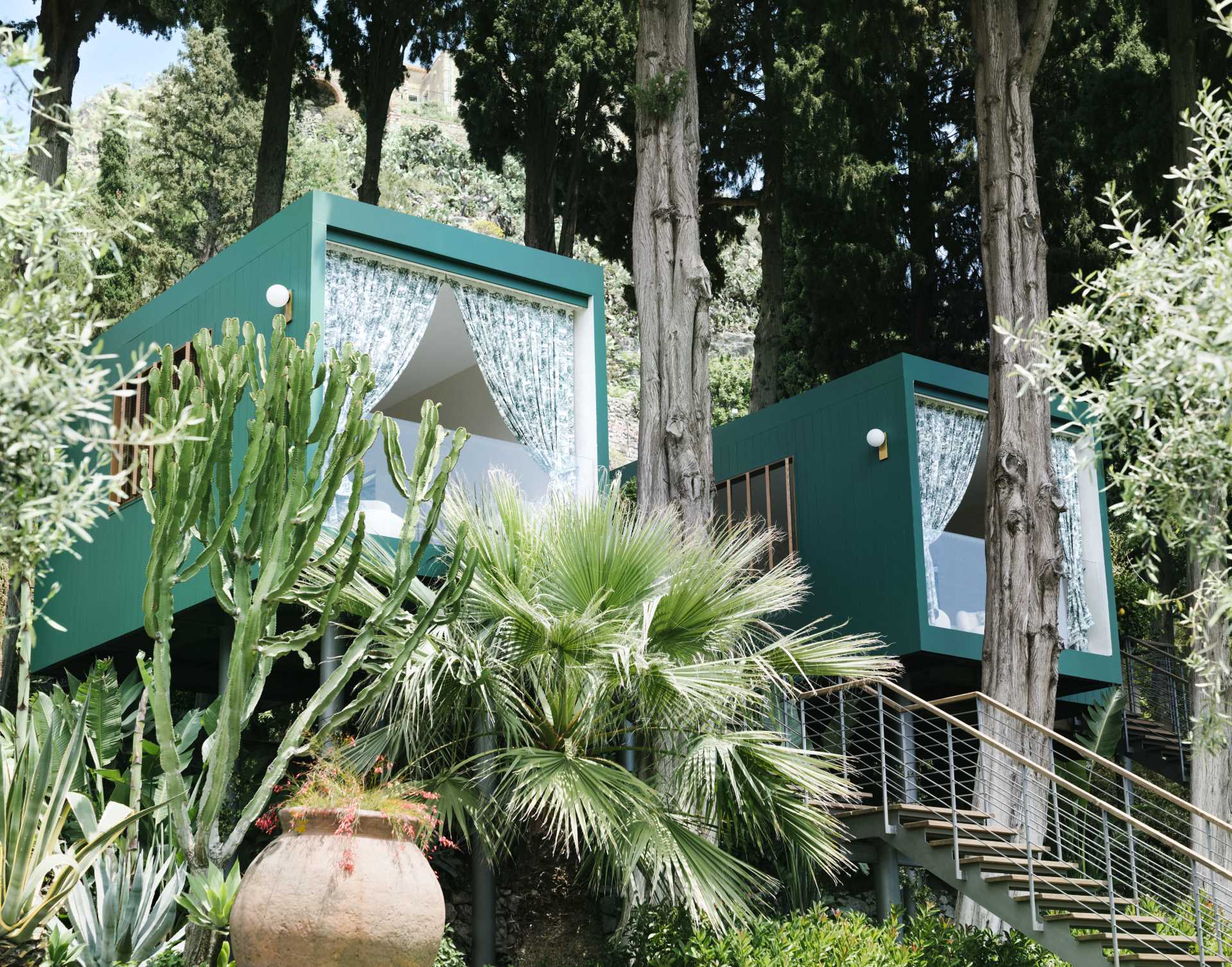 A pair of wellness cabins for a hotel in Italy.