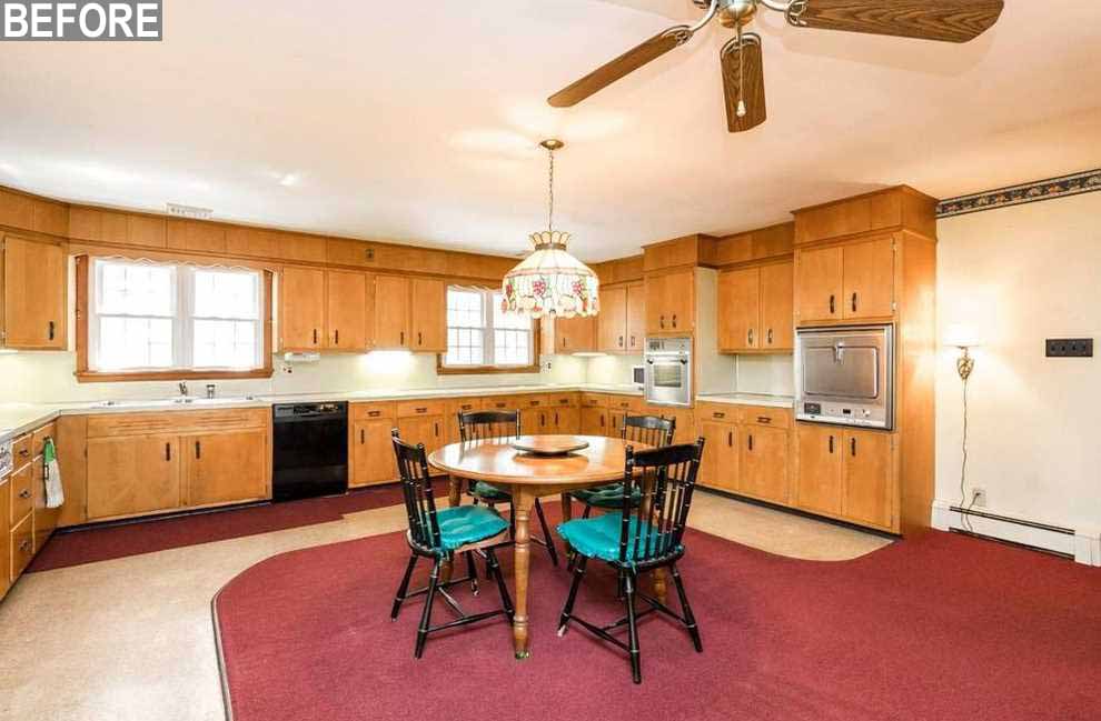 Before photo - a dated kitchen in a 1950s ranch home.