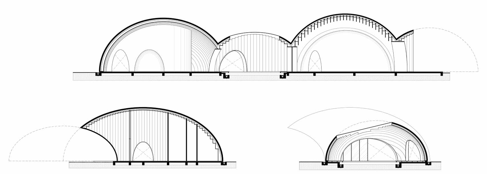 The architectural drawings of a modern hotel lobby inspired by a coconut.