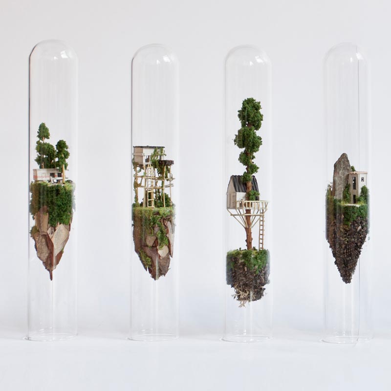 A Design Award Winner - Micro Matter Miniature Sculptures in Glass Test Tubes