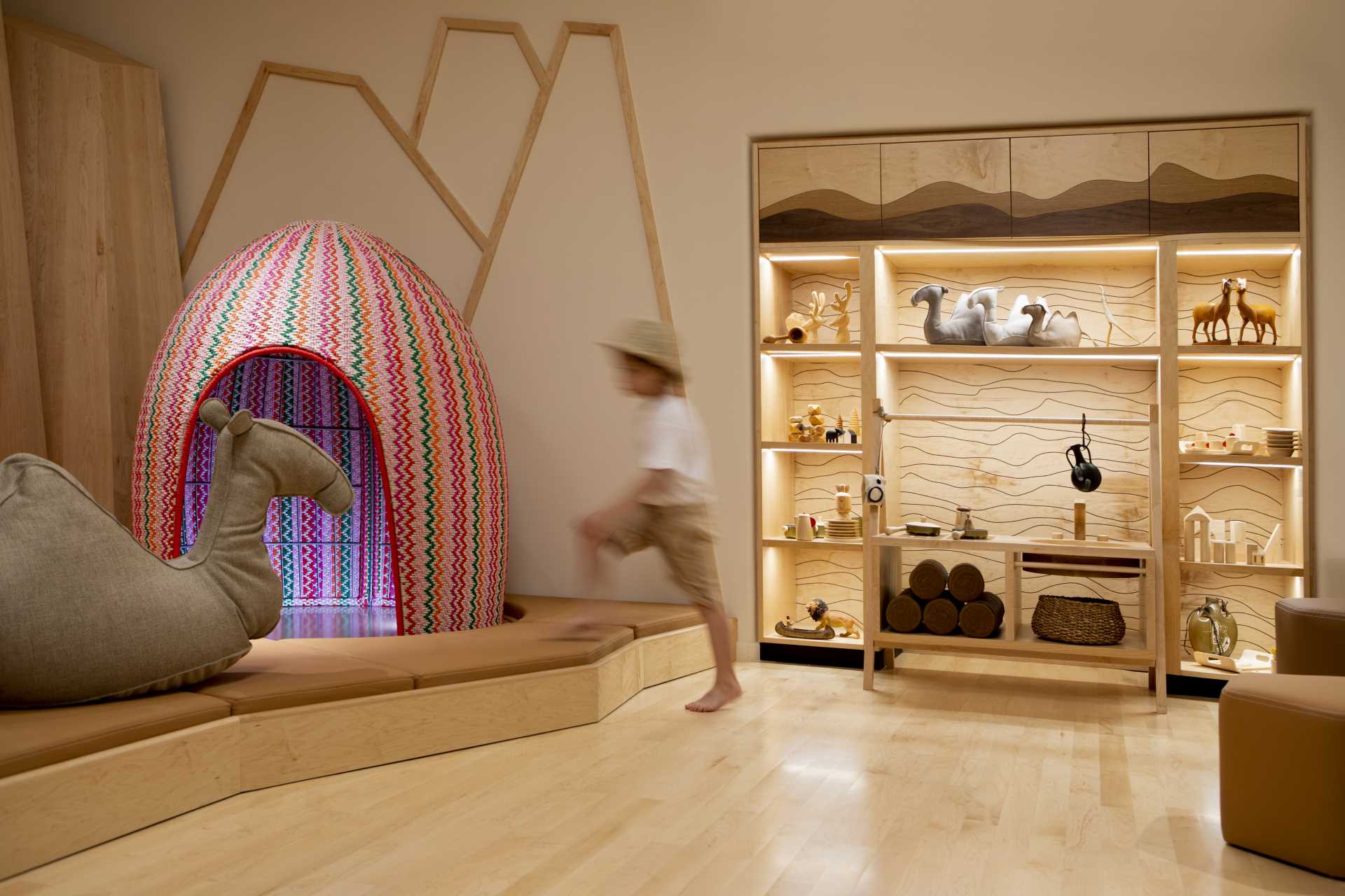 A modern kids playroom inspired by the desert.