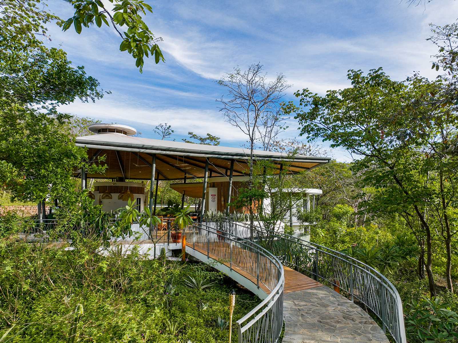 A modern hotel in Costa Rica has a series of elevated cabins inspired by tree houses.