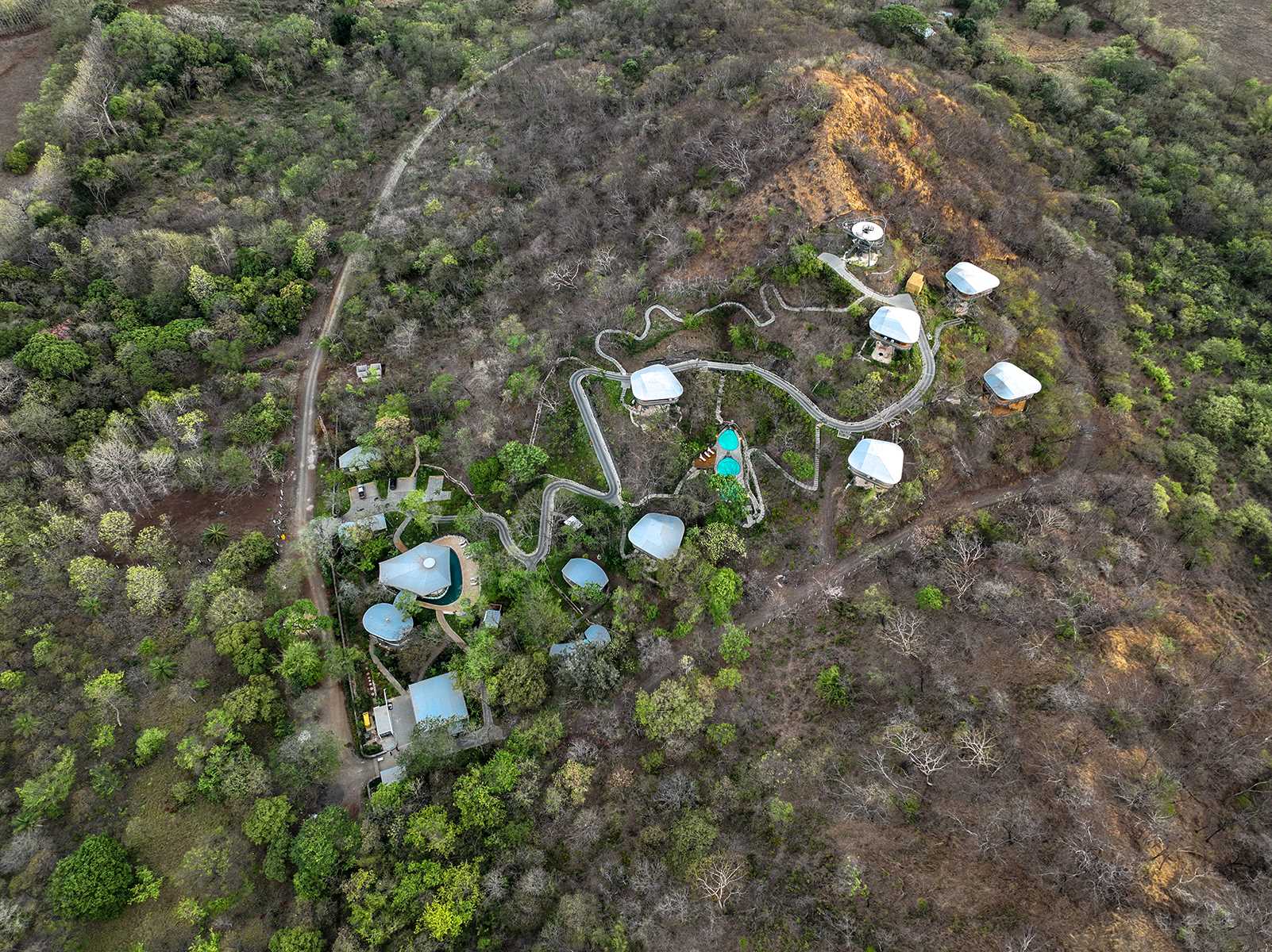 A modern hotel in Costa Rica has a series of elevated cabins inspired by tree houses.