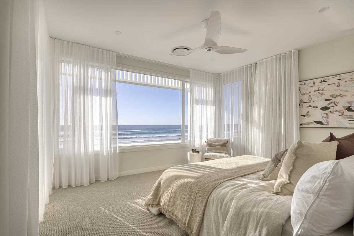 A modern coastal-inspired bedroom.