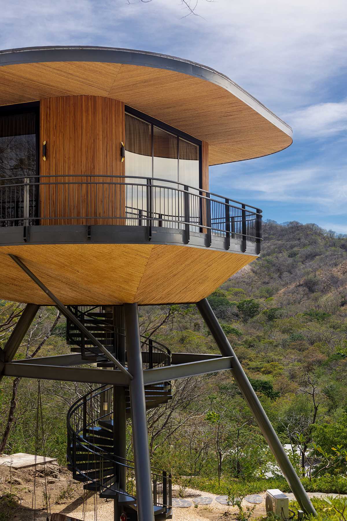 A modern hotel in Costa Rica has a series of elevated cabins inspired by tree houses.