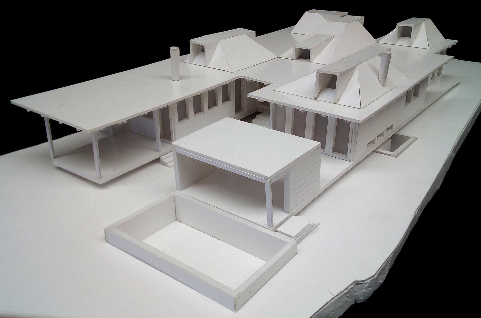 Architectural model of a modern house.