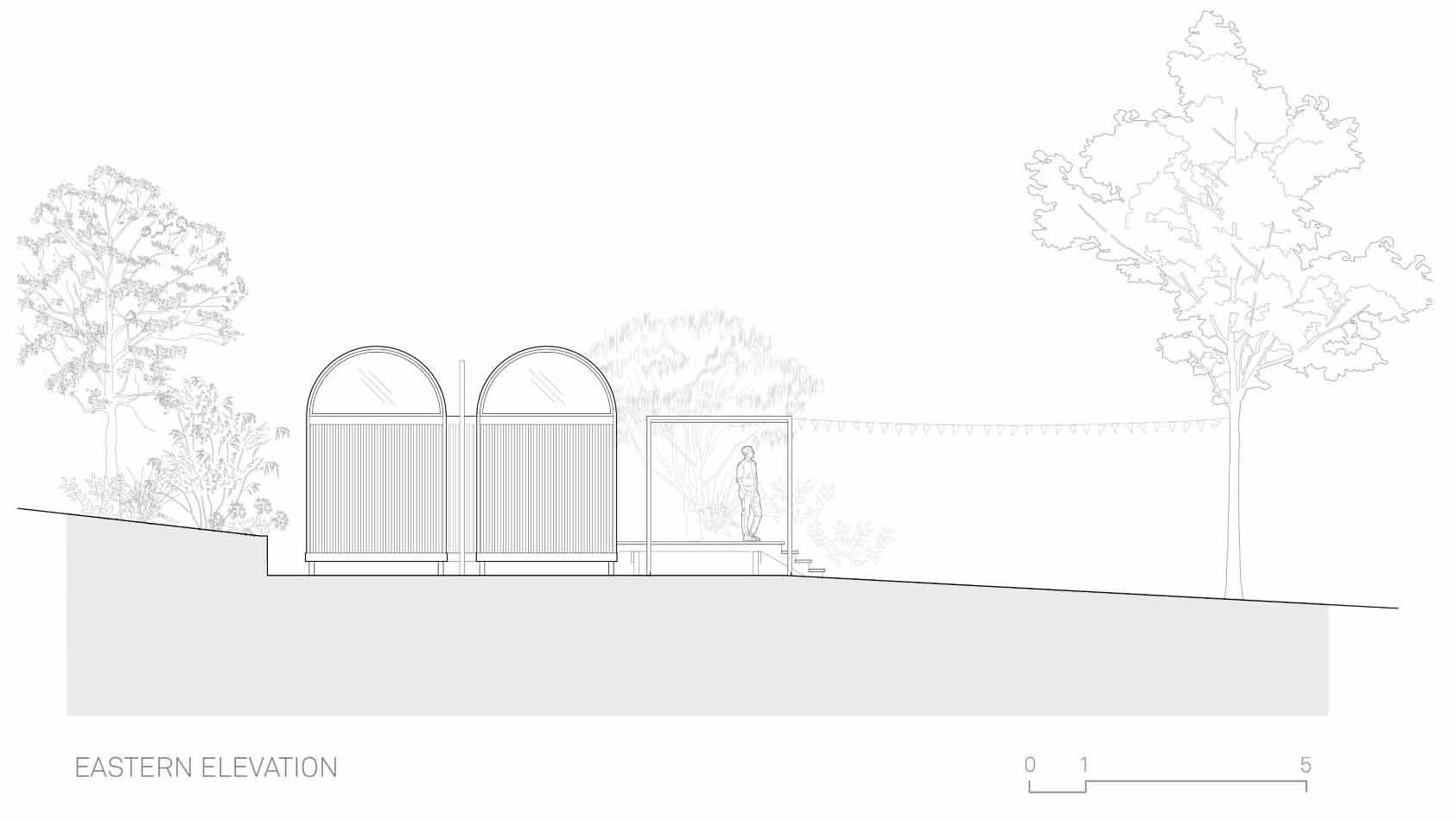 Architectural drawings for a small 1-bedroom home.