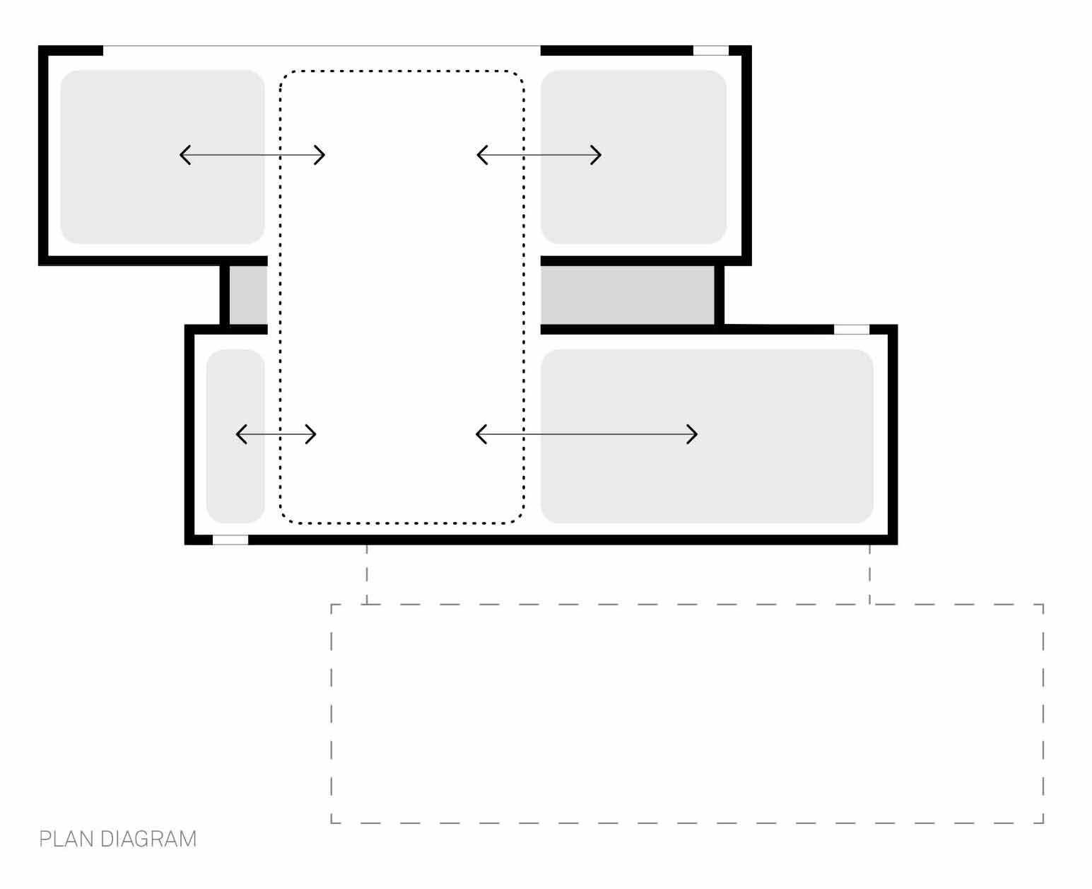 Architectural drawings for a small 1-bedroom home.