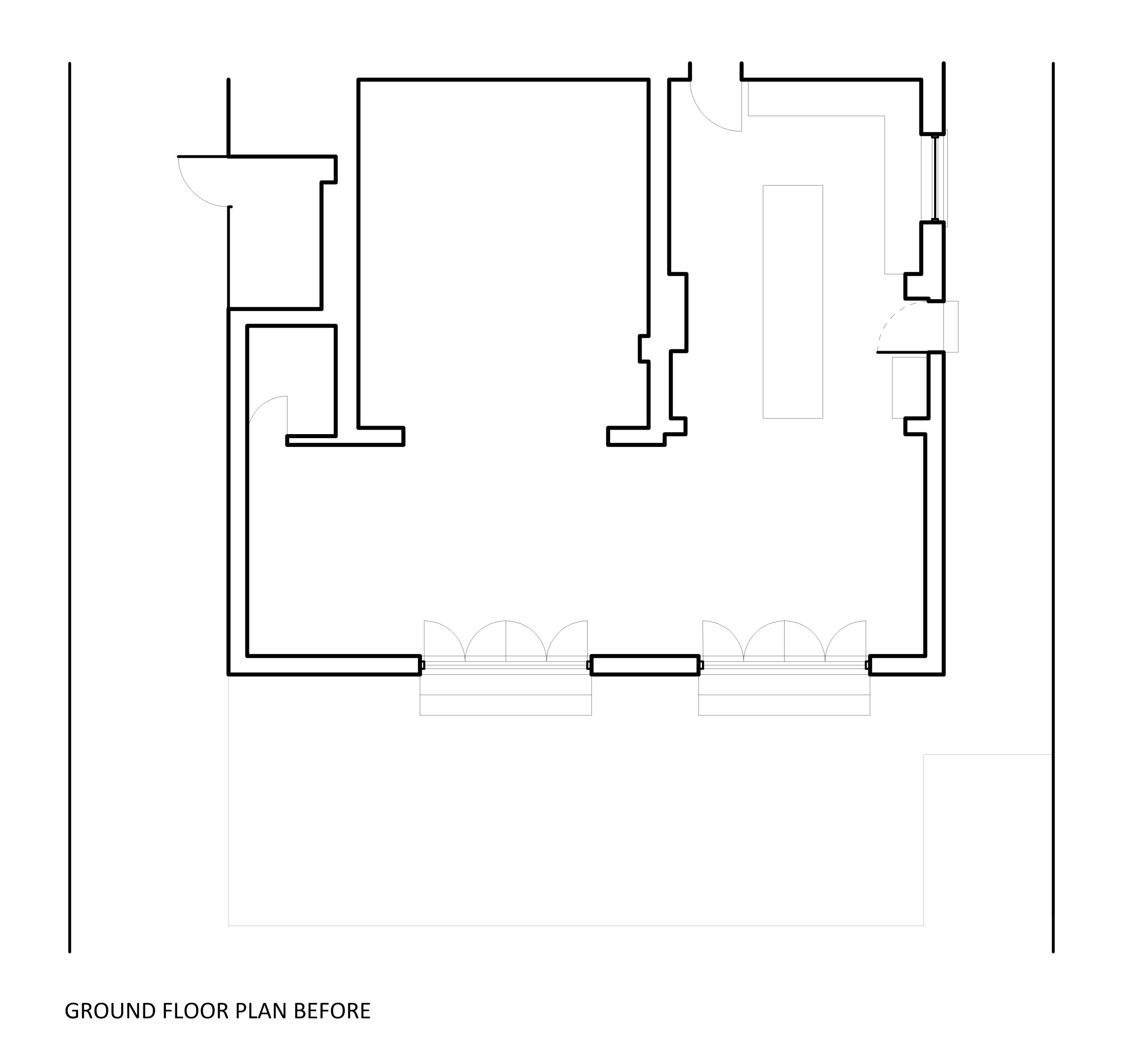 The floor plan of a home before an updated extension was added.