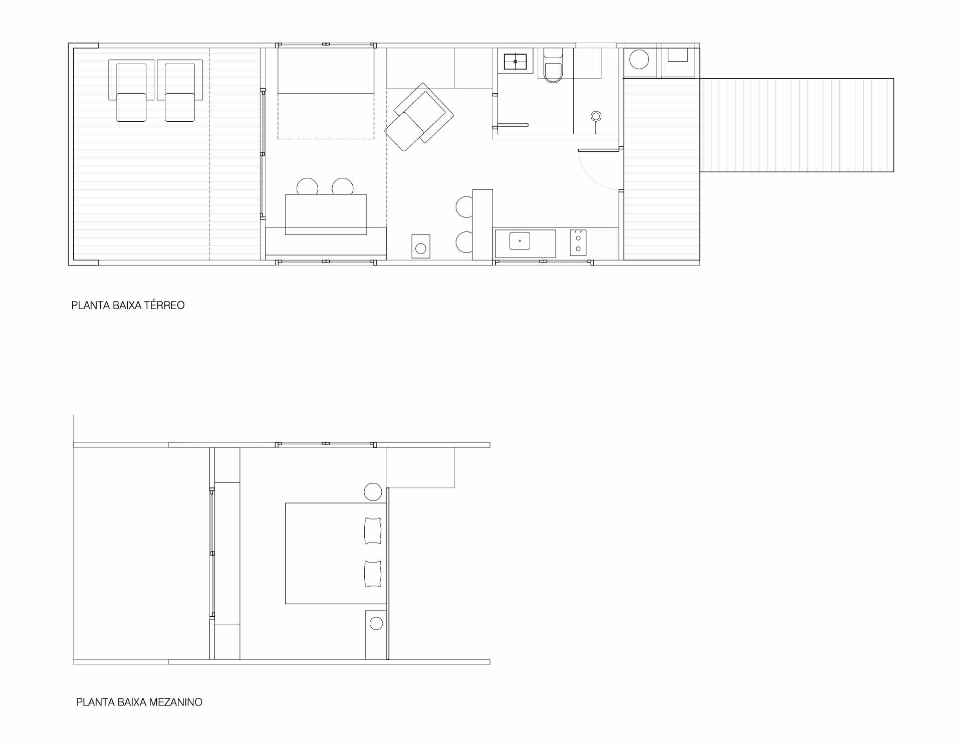 The floor plan of a modern tree house.